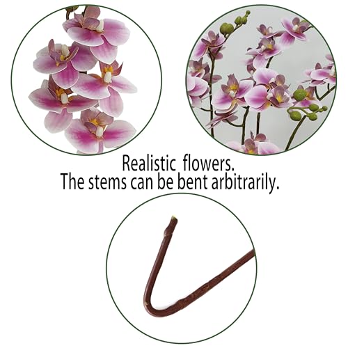 ATFL 8 Pack Purple Orchid Artificial Flowers Real Touch, 22'' Artificial Fake Faux Silk Orchid Stem Bouquets for Wedding Party Home Garden Decor,Orquideas Artificiales para Decora - color: Purple