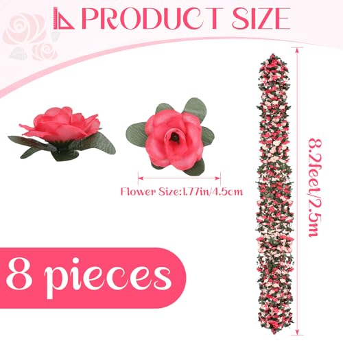 8 Pcs 65.6FT Flower Garland,Rose Garland,PinkFlower Vines for Decoration, Wedding, Garden, Wall Decoration,Backdrop,Bedroom,Birthday Party - size: Pink - 8 pcs