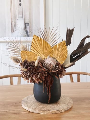 6 Pcs Pu Foam Artificial Golden Leaf Faux Palm Tropical Leaves Fake Palm Fronds for DIY Wedding Bouquets Fake Leaves for Centerpieces Arrangements Bridal Shower Leaf Stem for Party Home Decor-Gold - color: Gold Palm #10