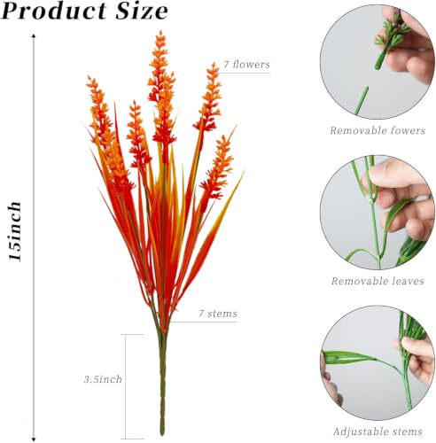 Artificial Plants Outdoor, 12 Bundles Fake Grass with Flowers Pot Garden Decor,Fake Monkey Grass with Flowers for Pot UV Resistant (12, Autumn) - color: Autumn