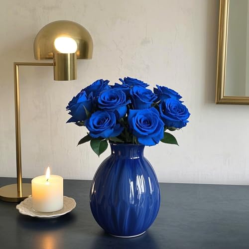 Yinsun 50pcs Mini Blue Roses Artificial Flower Heads, 1.57” Silk Fake Flowers for DIY Wedding Bridal Shower Baby Shower Party Decorations - color: Blue, size: 1.57 Inch