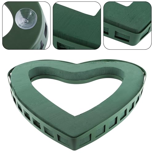 Heart Floral Foam Cage for Fresh Flowers,with Wet Floral Foam Blocks and Suction Cup, Suitable for Wedding,Home,and Garden Decorations.