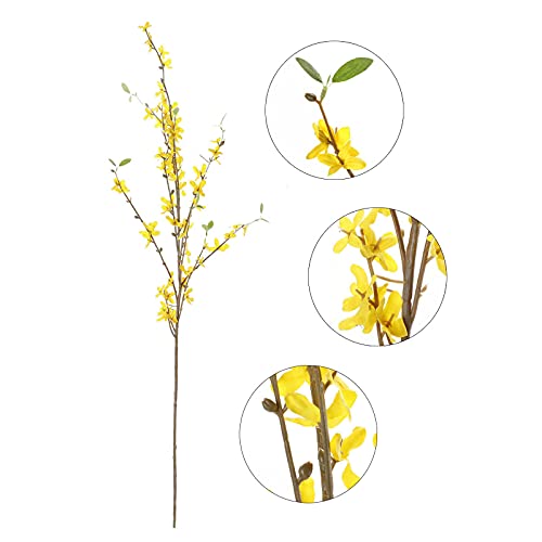 Artificial Forsythia Flowers,6Pcs 39.4 inch Artificial Forsythia Blossom Jasmine Stems Fake Silk Forsythia Branches for Flower Arrangement Wedding Home Office Decoration (6PCS) - size: 6PCS