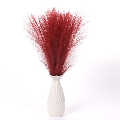 Faux Pampas Grass Decor ， 21.7 Inch Artificial Pampas Grass, Wine Red Reed Grass, Vase Filler for Home Decor, Room, Bathroom, Wedding, Table Centerpiece - 20PCS - color: Wine Red