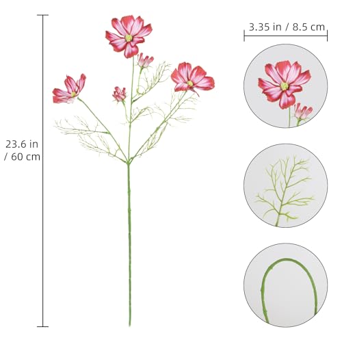 IPOPU Deep Pink Fake Cosmos Flowers 40 Heads Wildflowers Flowers 8Pcs Silk Daisies with Stem for Vase Kitchen Table Centerpiece Arrangement Office Wedding Party DIY - color: Deep Pink)