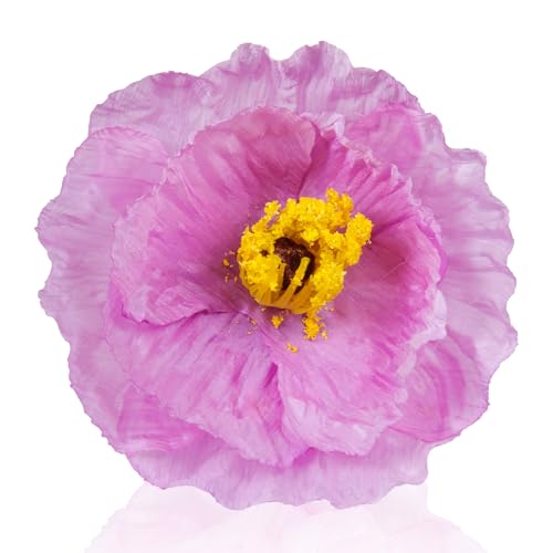 10 Pcs Remembrance Purple Poppy Artificial Flower Heads 6.7" Large Silk Poppy Heads Fake Flowers for Memorial Day Veterans Day Wedding Home Decoration Bouquet Corsages Party Centerpiece - color: Purple