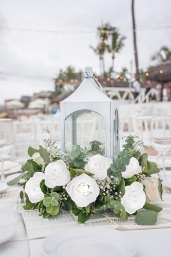 Glitter Flowers,30PCS White Roses Artificial Roses with Stems for Wedding Bouquet Party Christmas Home Decor(White) - color: White