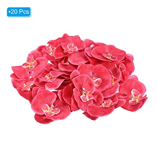 PATIKIL 10cm/3.9" Artificial Orchid Flower Heads, 20 Pack Silk Phalaenopsis Fake Butterfly Orchid Heads for Wedding Floral Bouquet Decor DIY Craft Making, Fuchsia - color: Fuchsia, size: 3.9"
