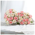 ZMZQ&flw 36PCS Roses Artificial Flowers Pink&Cream, Silk Flowers with Stems Fake Flowers Bouquet for Outdoor Bridal Wedding - color: Pink&white 36pcs