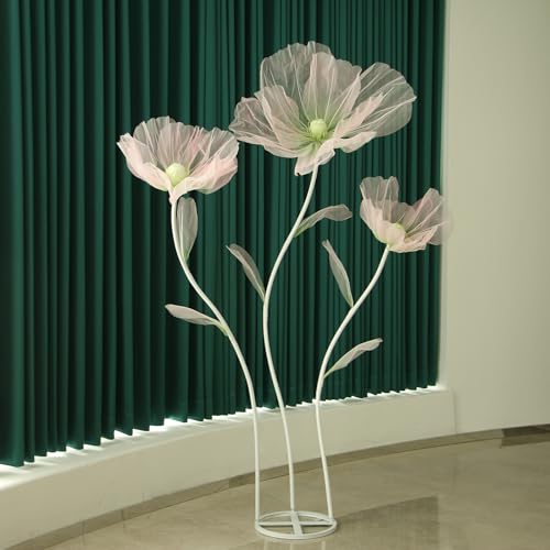 Wedding Decorations for Reception,5.6 Ft Big Artificial Silk Flowers,Giant Flowers for Decoration,Party Banquet Decor,Home Decor,Photographic Props,Shop Window Display（Green and Pink） - color: Green and Pink