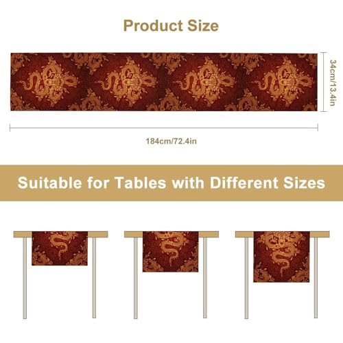 Golden Dragon Table Runner, Asian Tradition Elements Chinese Dragon Happy New Year Printed Table Runner for Kitchen Dining Party Holiday Wedding 13x36in - color: Aisa-6, size: 13x36in