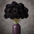Xunyee 30 Pcs Halloween Artificial Black Flowers with Stems 2.76'' Large Black Faux Flowers Plants Faux Silk Chrysanthemum Ball Hydrangea Arrangements for Wedding Bouquet Floral Centerpiece Decoration