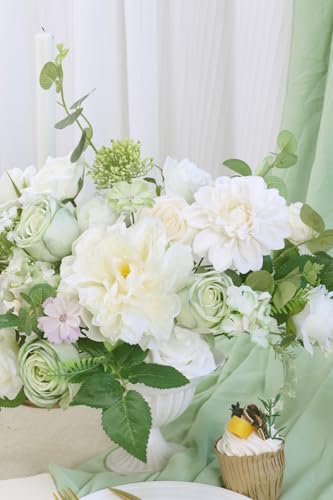 Artificial Flower Combination Box Set Artificial Flower Loose Leaves and Stems DIY Wedding Center Bouquet Bride Wedding Baby Shower（White） - color: White