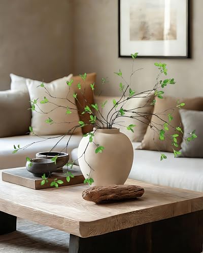 DuHouse 34" 5Pcs Fake Greenery Stems Artificial Ficus Branches Artificial Plants for Home Office Table Vase Filler Decoration(Dark Green) - color: Dark Green, size: 34"