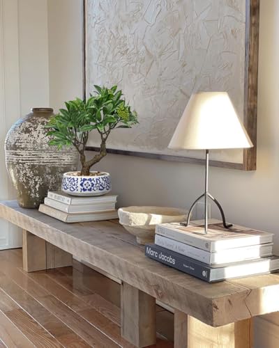 Artificial Bonsai Tree, Small Bay Laurel Bonsai Tree 13" Indoor Bonsai Tree | Fake Potted Plant Decorative Fake Desk Plant Decor with Blue & White Ceramic Pot for Home Office Living Room Table Shelf - color: Green Bay&blue and White Pot