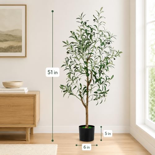 2 Pack 4.5FT Artificial Olive Tree with Lifelike Fruits for Indoor Outdoor Décor - size: 4.5ft-2pack