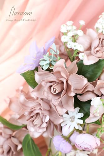 Floroom Artificial Gardenia Flowers 2.7" 25pcs Real Looking Dusty Rose Foam Fake Flowers with Stems for DIY Wedding Bouquets Bridal Shower Centerpieces Floral Arrangements Party Tables Decorations - color: Dusty Rose