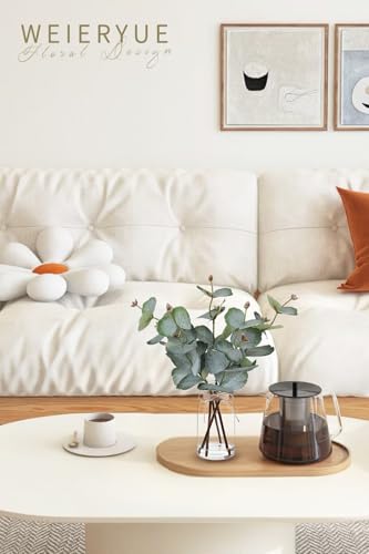 Artificial Eucalyptus Stems in Glass Vase with Faux Water,Artificial Plants Eucalyptus Leaves for Shelf Desk Bathroom Farmhouse Room Coffee Table Home Decor, Central Decoration. - color: Eucalyptus Leaves 6