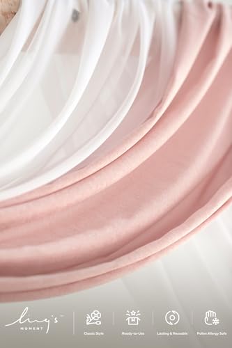 Ling's moment Pink Mauve Artificial Wedding Arch Flowers Kit Pack of 4, 2pcs Hanging Flower Arrangement 2pcs Chiffon Drapes Spring Ceremony Reception Fake Rose Arbor Backdrop Floral Outdoor Decor - color: Pk-dusty Rose Mauve