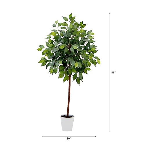 Nearly Natural 4ft. Artificial Ficus Tree with Decorative Planter