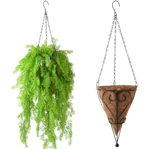 ZFProcess Artificial Faux Hanging Plants Basket for Spring Outdoor Decoration, Fake Seaweed Plant UV Resistant Look Real for Outside Porch Home Patio Balcony Yard(Green) - color: Green