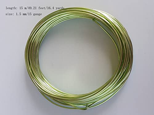 15 Gauge Anodized Aluminum Wire 49 Feet for Jewelry Making Craft DIY（1.5mm,Fruit Green,41508） - color: Fruit Green, size: 15 Gauge