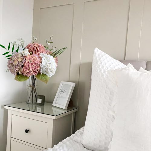 JINWOE 4PCS White Faux Hydrangea Flowers, 21" Vintage Real Touch Latex Silk Hydrangea Artificial Flowers, Fake Flowers for Bouquet Tables Cake Party Outdoor Home Wedding Centerpieces - color: White