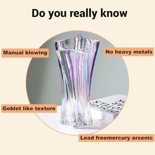 Crystal Glass Vase – Heavy Crystal Vase for Flowers with Weighted Bottom, Thick Durable Decorative Vases for Modern Home Decor, 9.8″ 3.5lb Clear Centerpiece (Rainbow-Colored X 2) - color: Rainbow-colored X 2