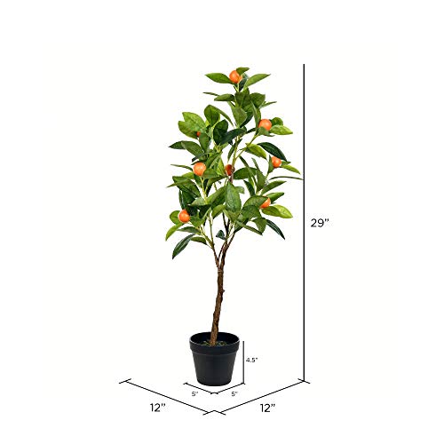 Vickerman Everyday 29" Artificial Potted Orange Tree - Black Plastic Pot - Lifelife Home Or Office Decor - Faux Potted Tree - Maintenance Free - color: Green, size: 2ft 5in