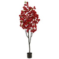 Nearly Natural 6ft. Cherry Blossom Artificial Tree - color: Red