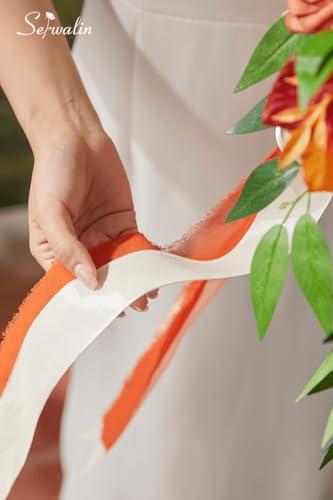 Serwalin 9.8 Inch Burnt Orange Wedding Bouquets for Bride and Bridesmaid, Orange Rose Bridal and Fall Bouquets - color: Burnt Orange