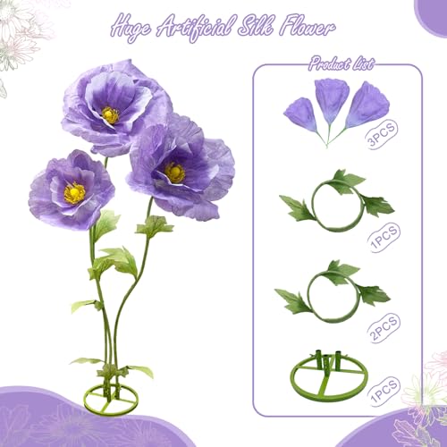Giant Artificial Flowers for Decoration, Large Wedding Birthday Party Exhibition Banquet Backdrop Photography Props Shop Window Display Stage Nursery Events Bridal Showers Home Garden Decor, Purple - color: Purple