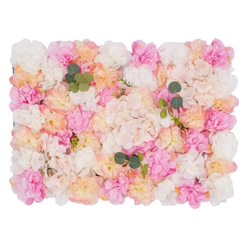 12 Pcs Artificial Flower Wall Panels Silk Dahlia Rose 3D Faux Flower Backdrop Panels Background Decorative for Wedding Celebrations Festive Party Home, 23.62 * 15.74in (Pink-2) - color: Pink-2