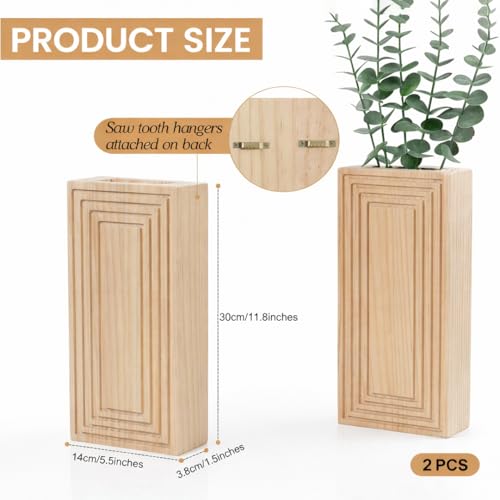Wooden Wall Planter Vase,2 Pack Natural Wood Hanging Planter for Indoor Fake Plants Modern Boho Farmhouse Wall Art Decor for Home Kitchen Modern Farmhouse Bathroom Living Room Dining Room - color: Natural Wood