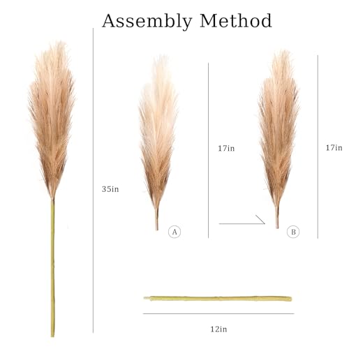 TORONTOKYO 8Pcs Faux Pampas Grass Tall Decor, 35.4” Fluffy Large Artificial Pompous Grass Branches, Bulrush Reed Grass Stems for Floor Vase Filler, Wedding, Baby Shower, Home Boho Decor (Beige Mixed) - color: Beige, size: 35.4inch-8Pcs