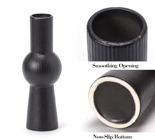 Ceramic Vase Set of 3 Home Decor Modern Farmhouse Style Living Room Ornament Dining Table Room Pottery Small Vases for Dried Flowers Colorful - color: Vt13 Black/Beige/Grey