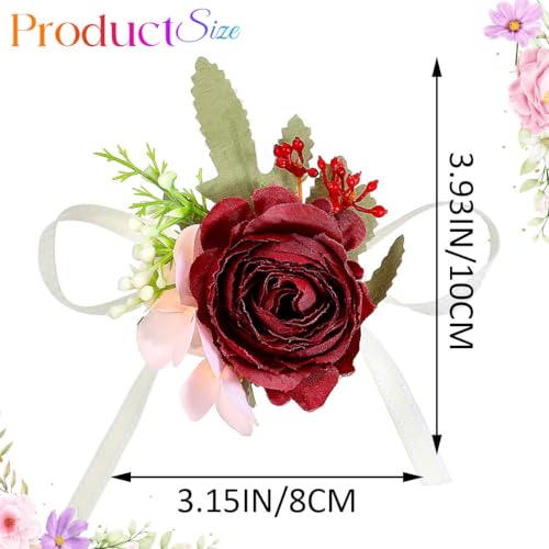 Wedding Corsage Wristlet Red Rose Wrist Corsage for Women (Red) - color: Red