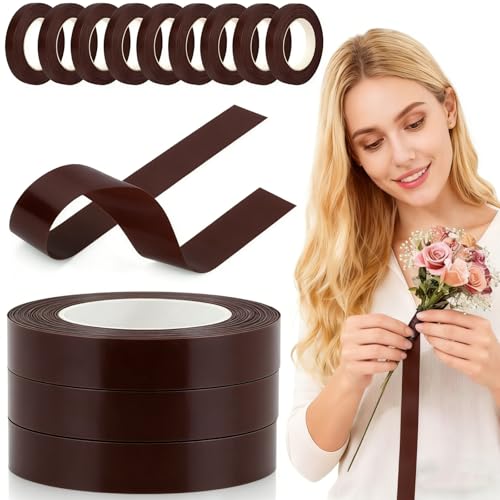 12 Rolls Floral Tape for DIY Flowers: 1/2" Self-Sealing Tape, 20 Yards per Roll for Eternal Roses, Bouquets, Stem Wrapping & Crafts (Coffee) - color: 12 Rolls Coffee