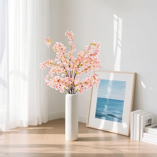 SITUMEIZI Artificial Cherry Blossom Branches Silk 39 Inch Faux Cherry Flowers Peach Tall Stems for Home Wedding Bedroom Table Japanese Real Touch Vase Decoration(3Pcs,Pink) - color: 3pcs-premium Pink, size: 39 Inches