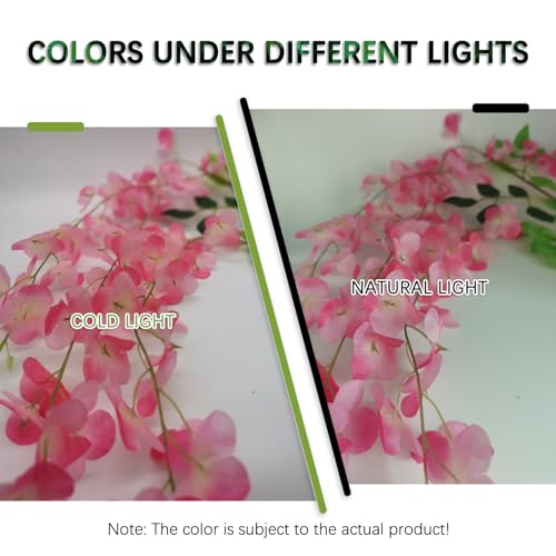 5 Pack Dark Pink Wisteria Hanging Flowers Garland, 3.77 Feet Artificial Flower Vines, Fake Wisteria, Artificial Vines Hanging Garland for Backdrop Outdoor Yard Garden Decor - color: Dark Pink, size: 5 PCS