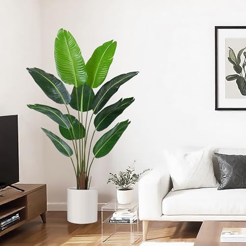 2-Pack Artificial Tree Bird of Paradise Artificial Plant, 5 Ft Faux Tropical Plant Palm Tree with Leaves Trunks Faux Banana Leaf Tree for Home Decor Living Room Indoor Outdoor Office - size: 5ft-2 pack