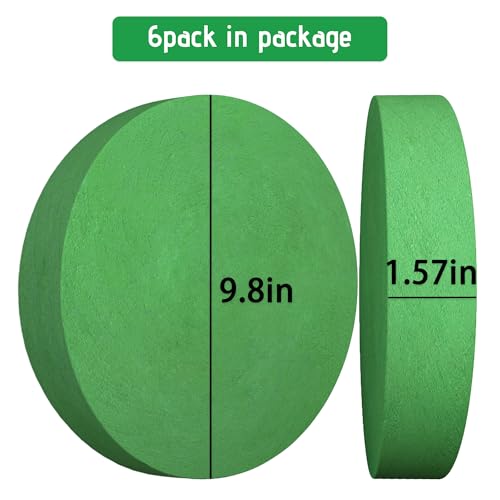 Max Shape 6 Pcs Floral Foam Round Blocks, Large Wet and Dry Green Foam for Artificial and Fresh Flower Arrangement,Flower Foam Blocks for Wedding Party Decorations (9.8 Inch) - size: 9.8 Inch