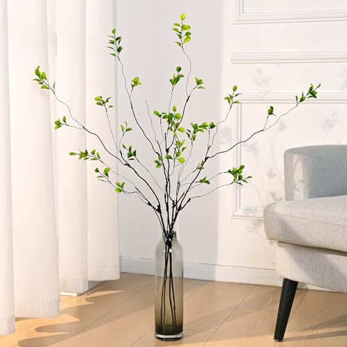 Waipfaru 6PCS Artificial Ficus Branches for Vase, Faux Greenery Stems for Vase Filler, 47in Realistic Flexible Eucalyptus Stems Fake Artificial Twig Plants Indoor Home Tables Centerpieces Office Decor - size: 6 Pcs