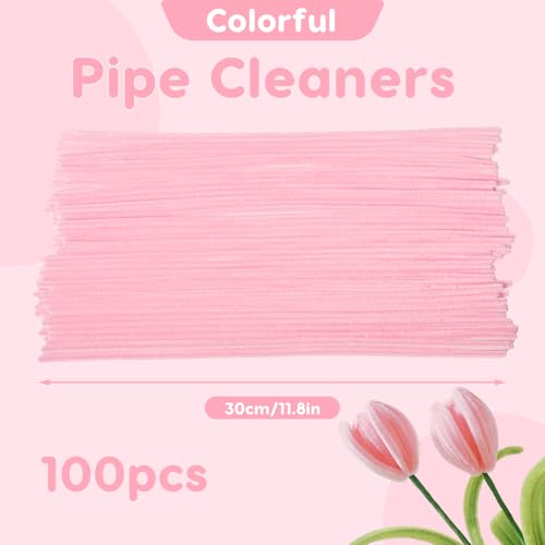 100 Pcs Solid Color Pipe Cleaners, 12 Inch 6mm Single Color Chenille Stems, Fuzzy Flexible Craft Pipe Cleaners, Bulk Art DIY Supplies , Flower Making, Holiday Decor & Handmade Projects(Nude Pink) - color: Nude Pink