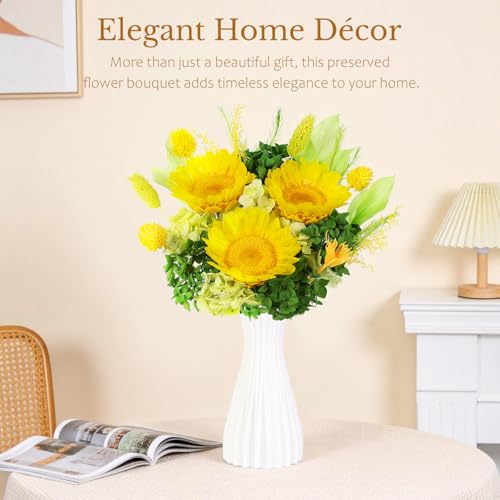 Forever Flowers for Delivery - Preserved Sunflower Bouquet with Gift Box & Greeting Card, Real Eternal Flowers, Gifts for Women, Mom, Mother's Day, Birthday, Anniversary, Graduation - color: Green