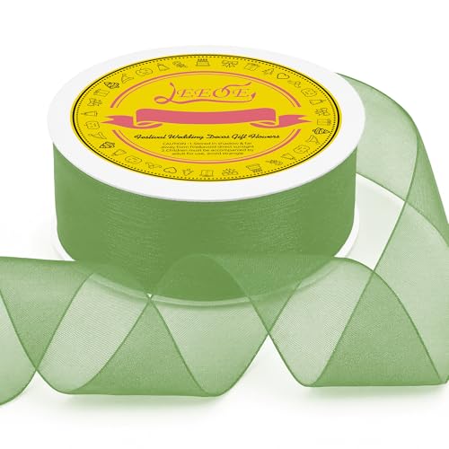 Light Green Organza Ribbon 1-1/2 inch x 50 Yards Sheer Chiffon Ribbon for Gift Wrapping Wedding Invitations Party Decoration Bridal Bouquets Crafts - color: Light Green, size: 1-1/2" X 50 Yards
