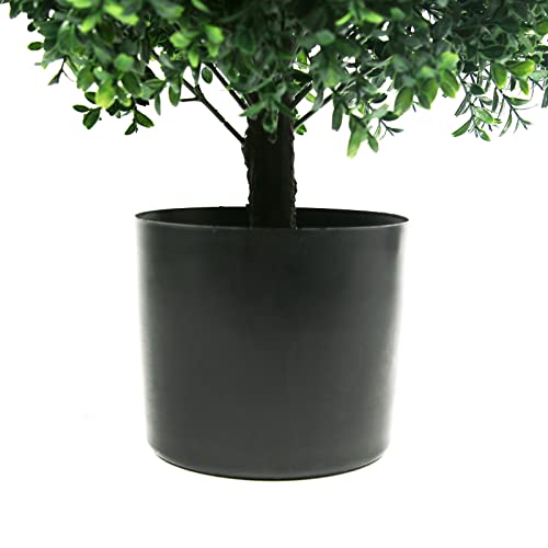 Sunnyglade 21.6” Tall Artificial Boxwood Topiary Ball Tree Set of 2 Pack Potted Bushes UV Resistant Potted Plants for Indoor Outdoor Home Garden(Green) - color: Green