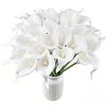 Calla Lily Bridal Wedding Festival Decor Bouquet Real Touch Latex Flower Bouquet Pack of 20 (White) - color: Pure White