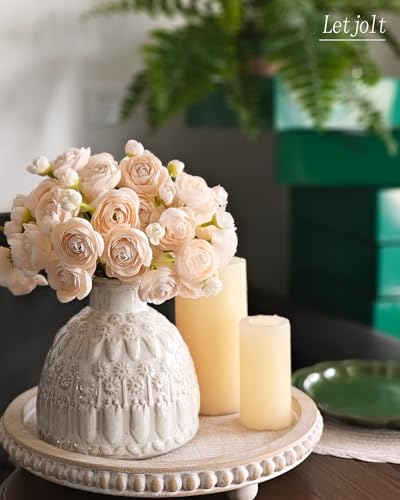 Letjolt Artificial Ranunculus Flower Light Champagne 18pcs | Silk Flowers, Faux DIY Bouquet, Wedding Engagement Centerpieces, Bridal Shower Decorations, Home Decor - color: Light Champagne