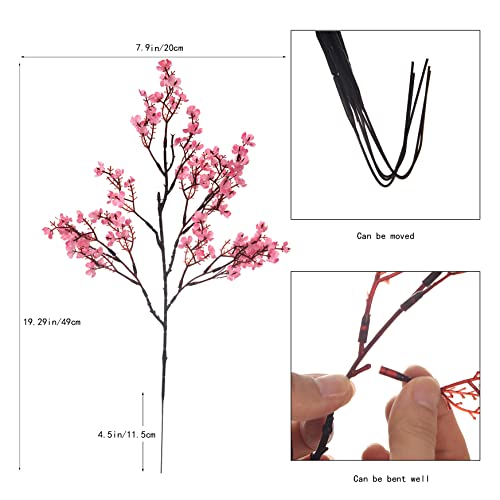 15PCS Artificial Baby Breath Flowers Fake Silk Real Touch DIY Floral Bouquets Decor Wedding Party Decoration Arrangements-Hot Pink - color: 15pcs-hot Pink